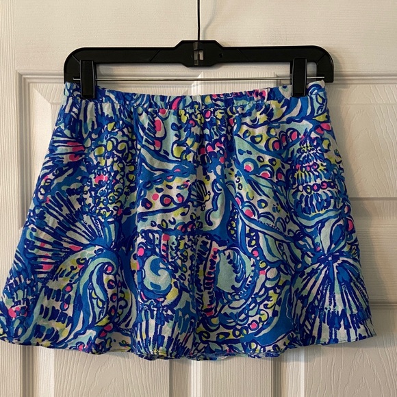 Lilly Pulitzer Blue and Pink Mini Skirt /Skorts size 4 length 13” waist 26” - Picture 1 of 8